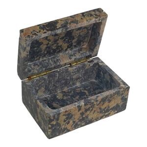 Two's Company Granite Stone Trinket Box Hinged Lid Jewelry Rings Made In India